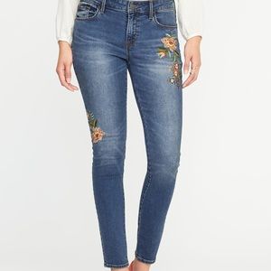 Old Navy Flower Embroidered Skinny Jeans